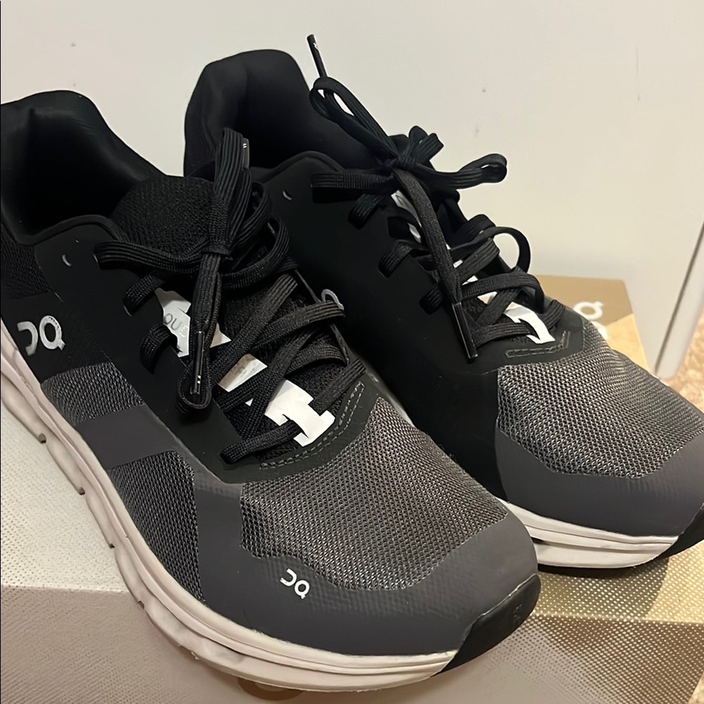 On Running Black and Gray Athletic Shoes with Breathable Mesh